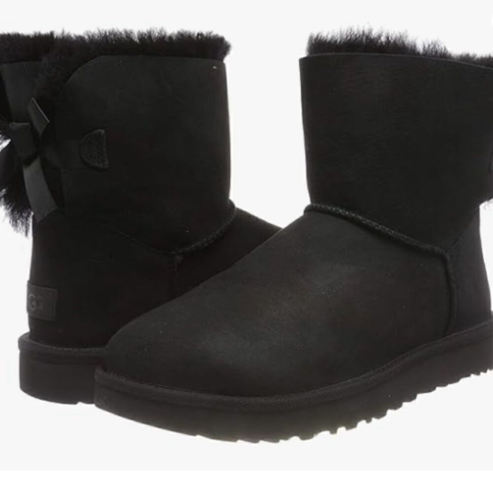 UGG Mini Bailey Bow II Ankle Booties in Black, Size 6 Style 1016501
